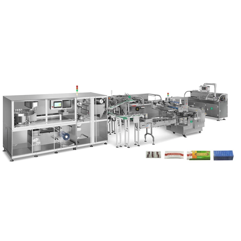 DPH-268S Blister-pillow-box-filling-box-wrapping production line 30-600PACKS/MIN with servo motor